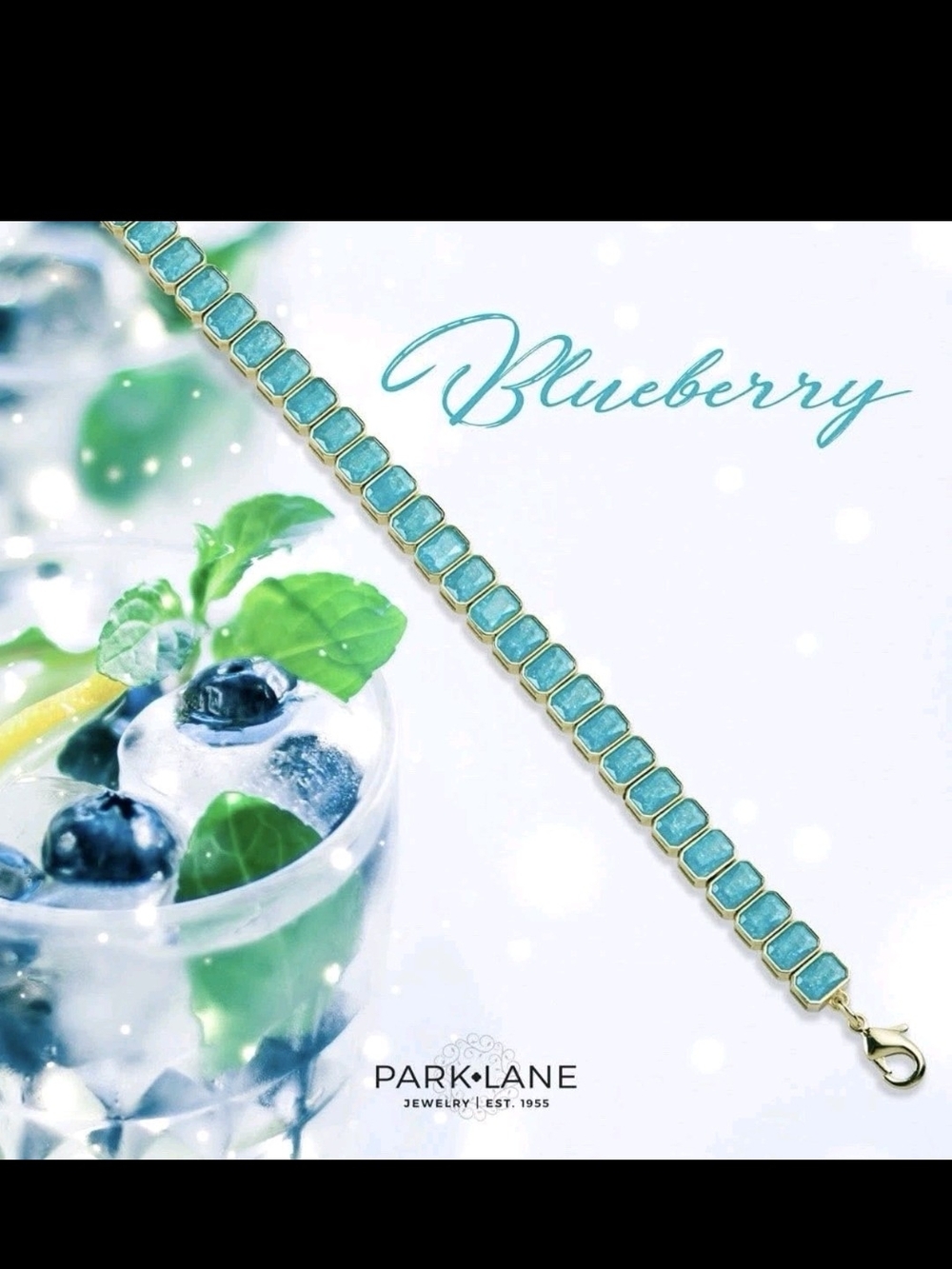 Park Lane Gold-Tone Bracelet with Bright Aqua Blue Squares